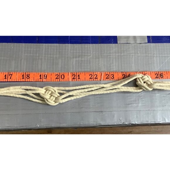 Vtg Braided Knotted Woven Skinny Belt Women Large Off White Bohemian Boho Hippie main image 4
